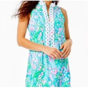 Lilly Pulitzer Blue and Green Floral Mini Dress